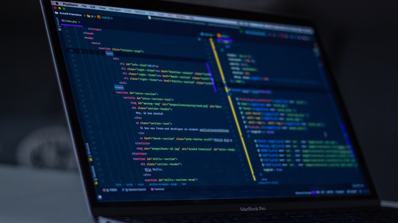 Code displayed on a laptop screen